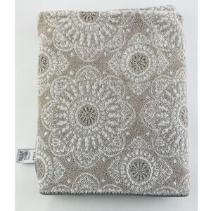 Peri Home Scroll Flower Bath Towel All Cotton Body Beach Spa Thick Tan Beige Bro